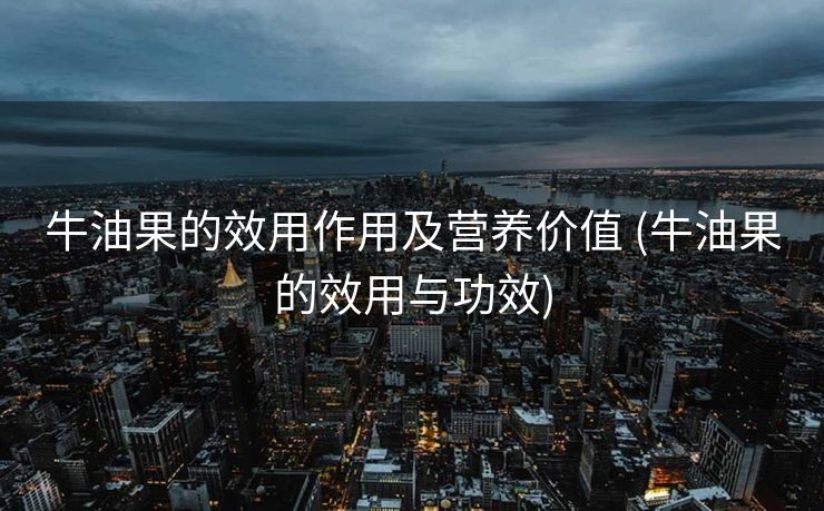 牛油果的效用作用及营养价值 (牛油果的效用与功效)
